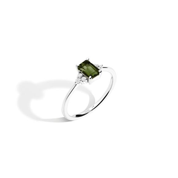 Aurate Vintage Emerald Cut Ring (Green Tourmaline) - 6 Yellow 18K - Picture 1 of 3